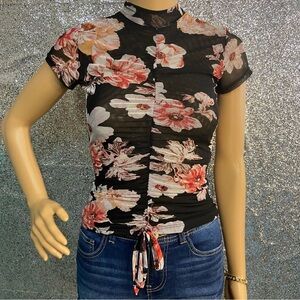 ‼️CLEARANCE Item‼️| Sheer Floral Ruched Top
